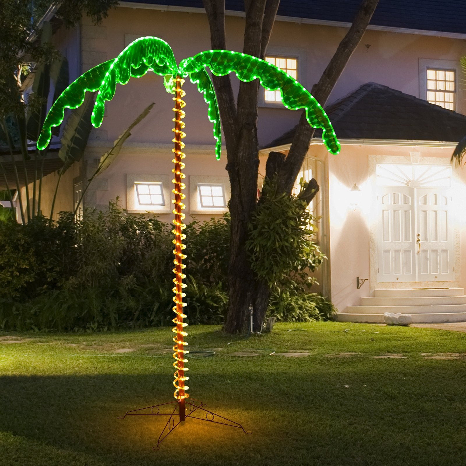 7 Feet LED Pre-lit Palm Tree Decor with Light Rope, Green Holiday Decor   at Gallery Canada