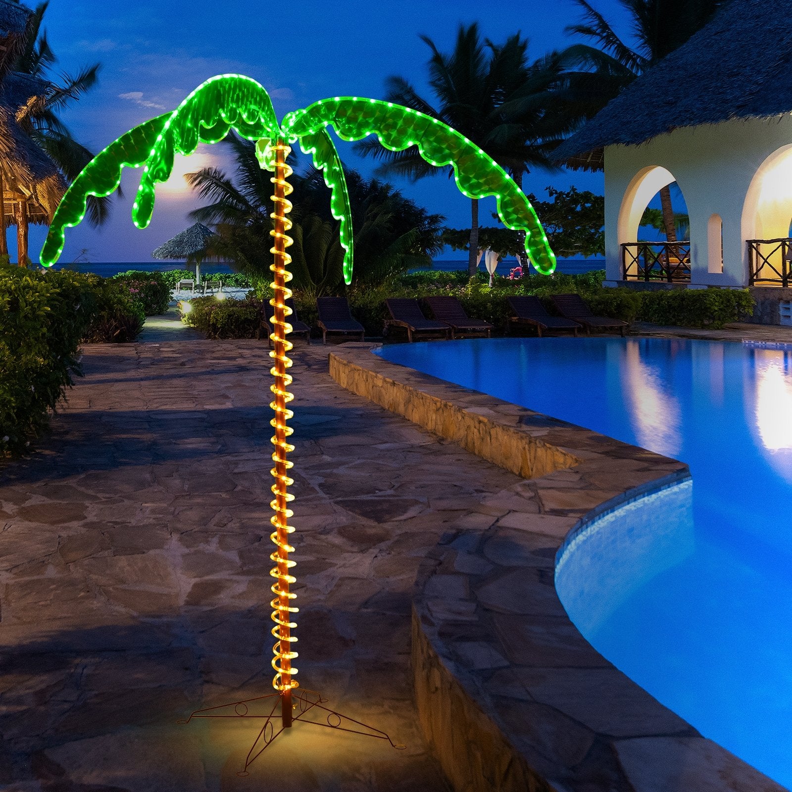 7 Feet LED Pre-lit Palm Tree Decor with Light Rope, Green Holiday Decor   at Gallery Canada