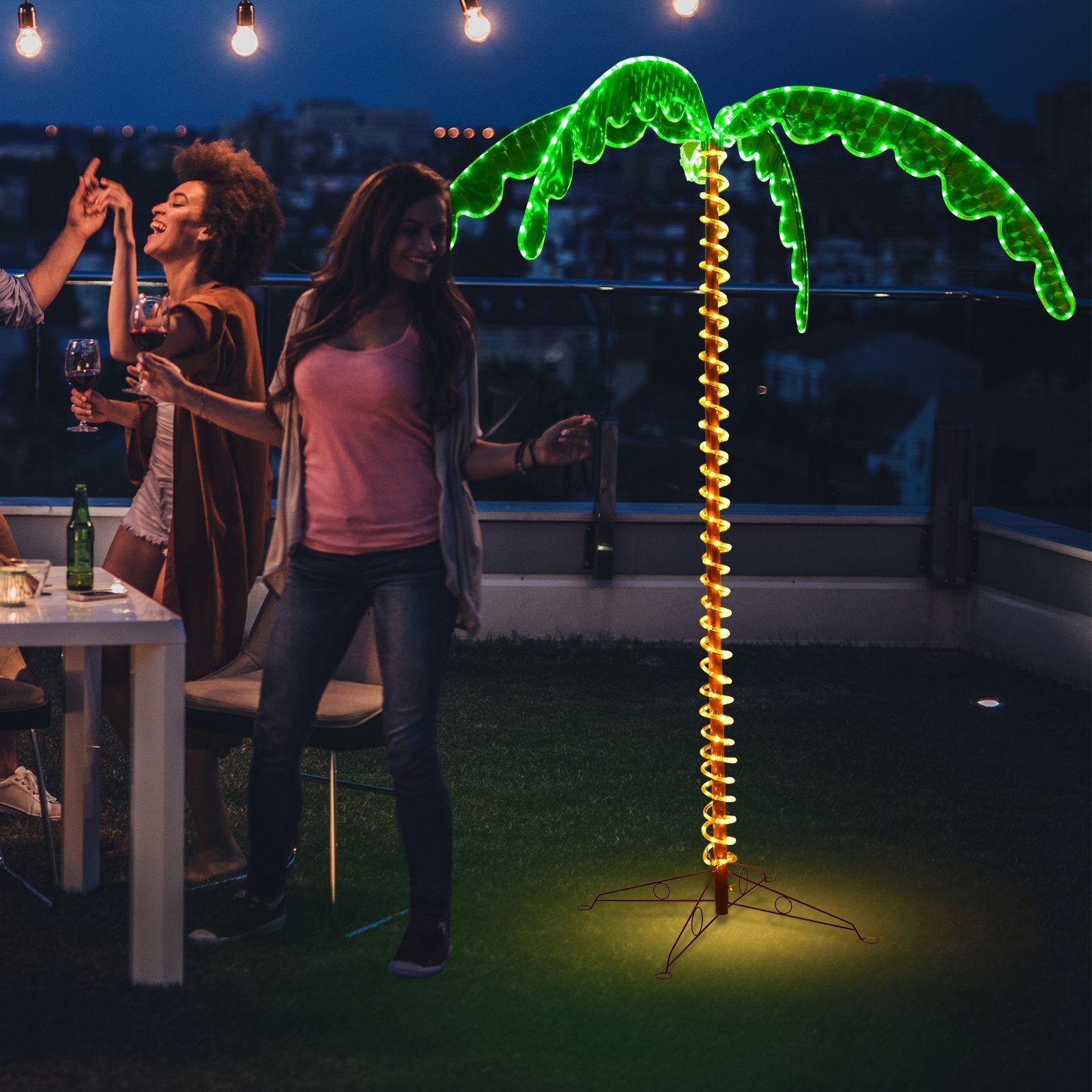 7 Feet LED Pre-lit Palm Tree Decor with Light Rope, Green Holiday Decor   at Gallery Canada