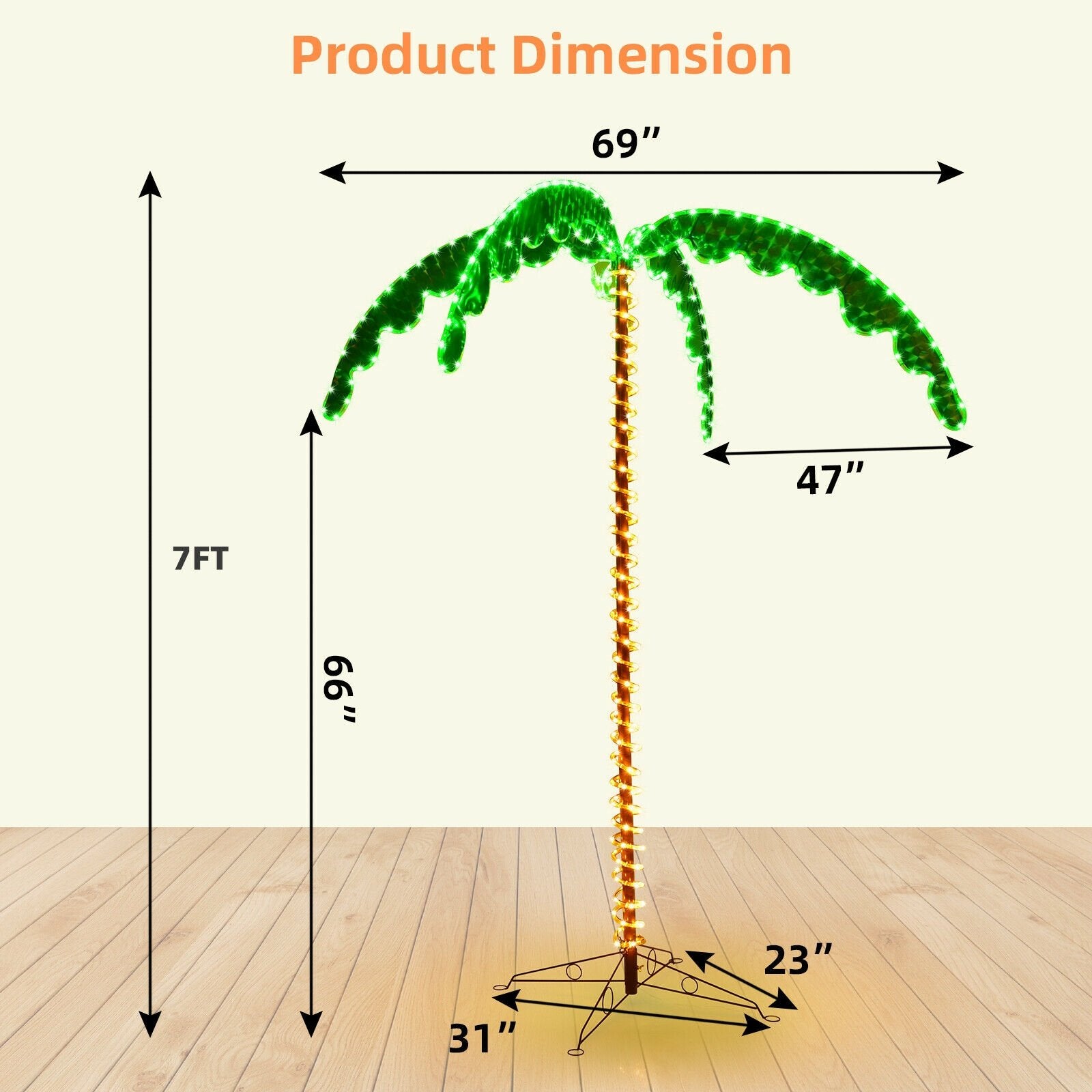 7 Feet LED Pre-lit Palm Tree Decor with Light Rope, Green Holiday Decor   at Gallery Canada