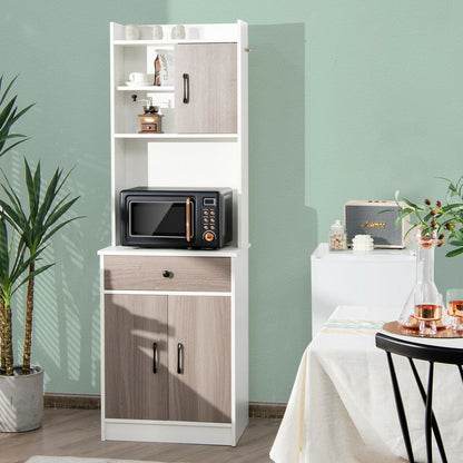 3-Door 71 Inch Kitchen Buffet Pantry Storage Cabinet with Hutch and Adjustable Shelf, White Sideboards Cabinets & Buffets   at Gallery Canada