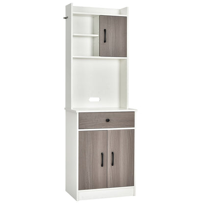 3-Door 71 Inch Kitchen Buffet Pantry Storage Cabinet with Hutch and Adjustable Shelf, White Sideboards Cabinets & Buffets   at Gallery Canada