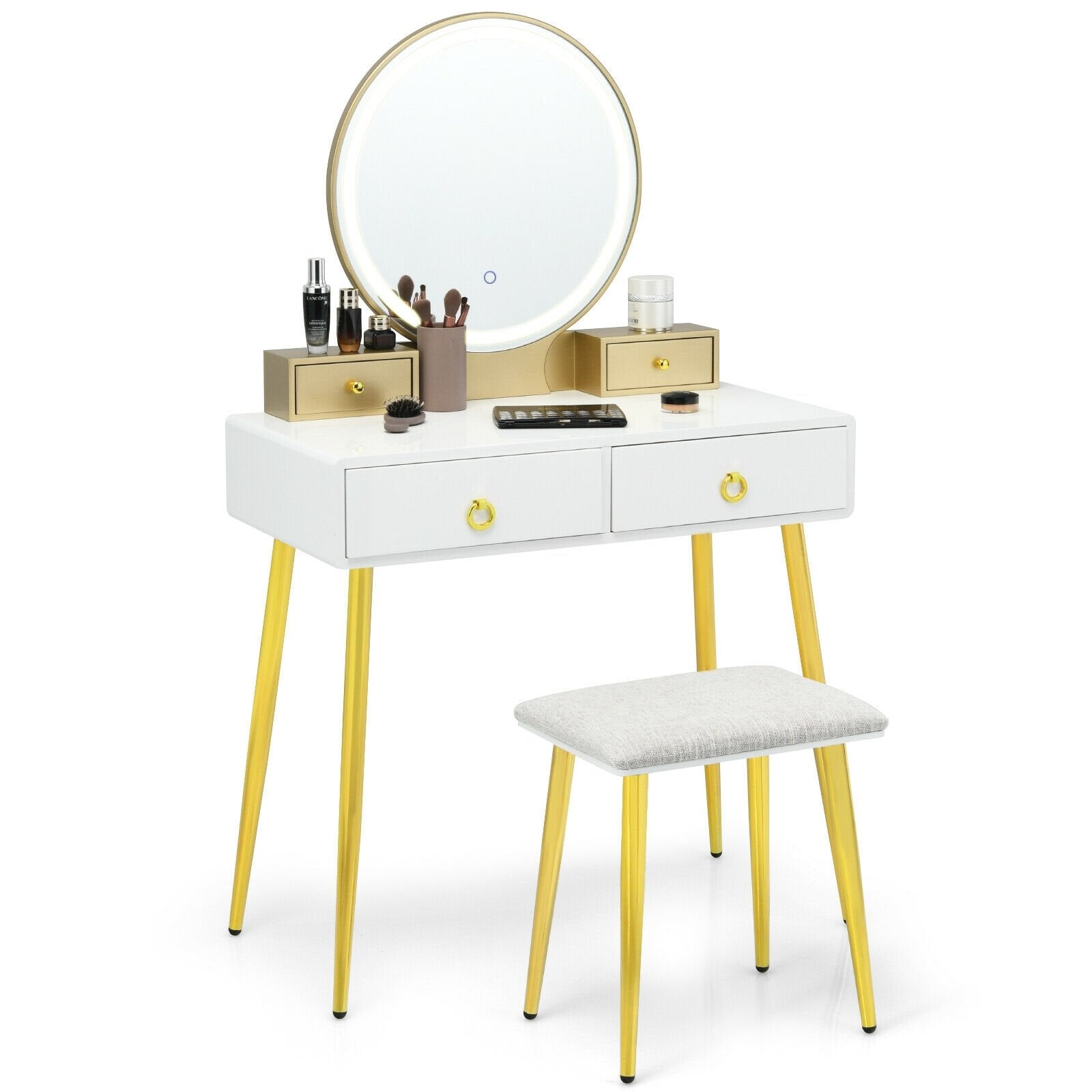 Vanity Table Set with Mirror, White Makeup Vanities   at Gallery Canada