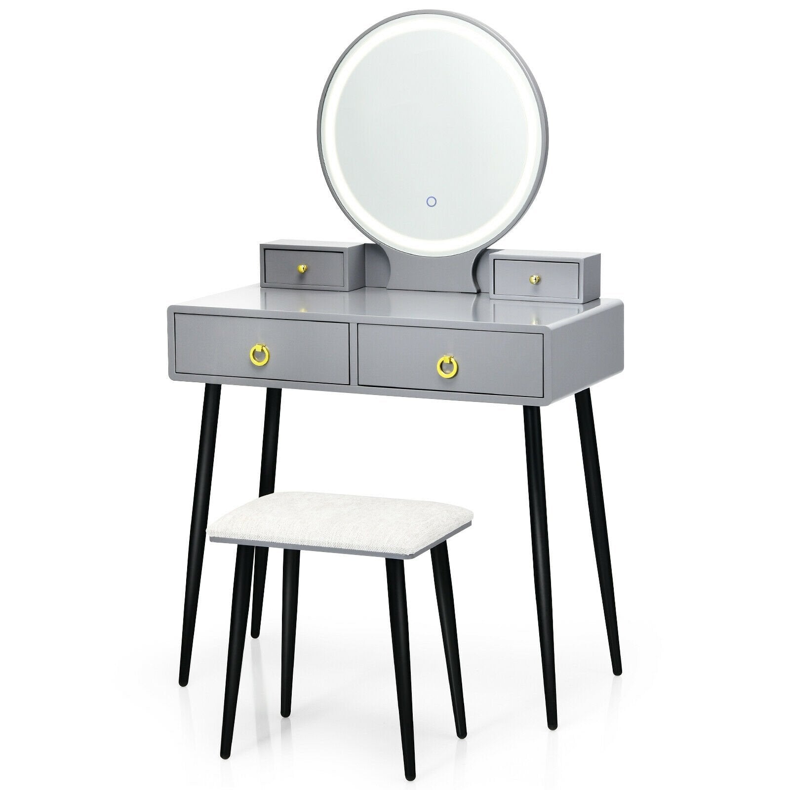 Vanity Table Set with Mirror, Gray Makeup Vanities   at Gallery Canada