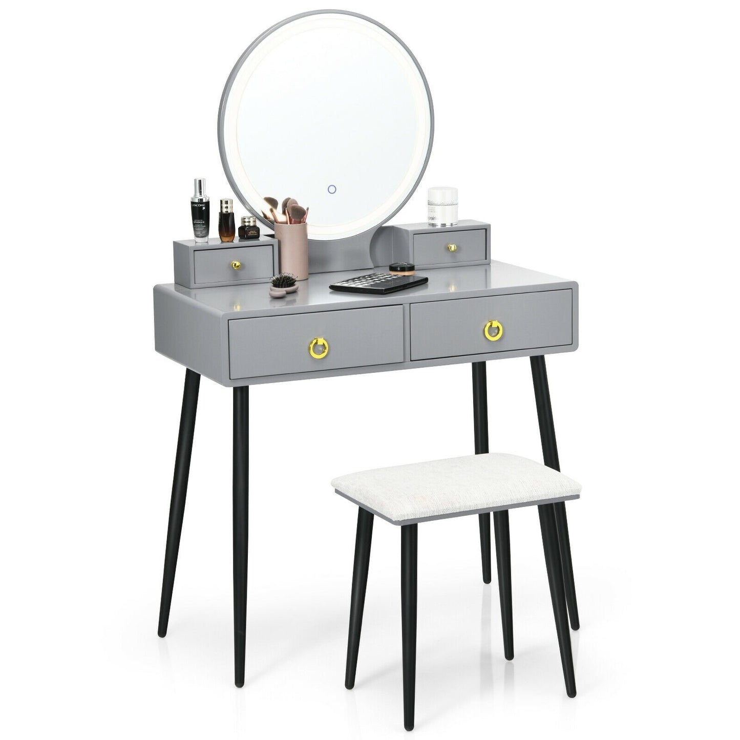 Vanity Table Set with Mirror, Gray Makeup Vanities   at Gallery Canada