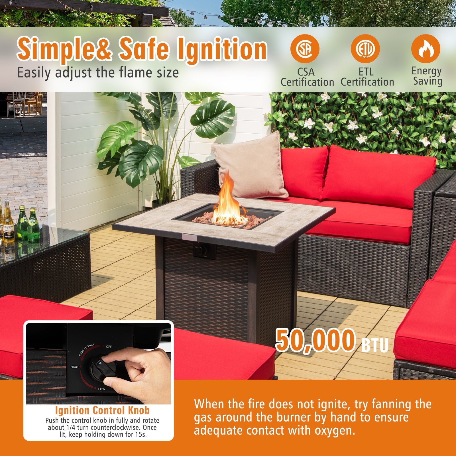 30 Inch Square Propane Gas Fire Pit Table Ceramic Tabletop, Gray Fire Pit Tables   at Gallery Canada