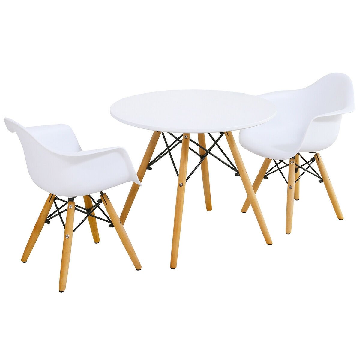 3 Pieces Kid's Modern Round Table Chair Set, White Kids Table & Chair Sets   at Gallery Canada