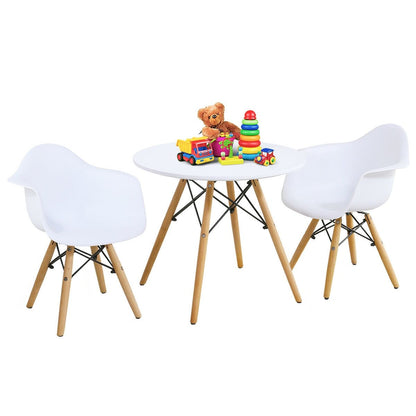 3 Pieces Kid's Modern Round Table Chair Set, White - Gallery Canada