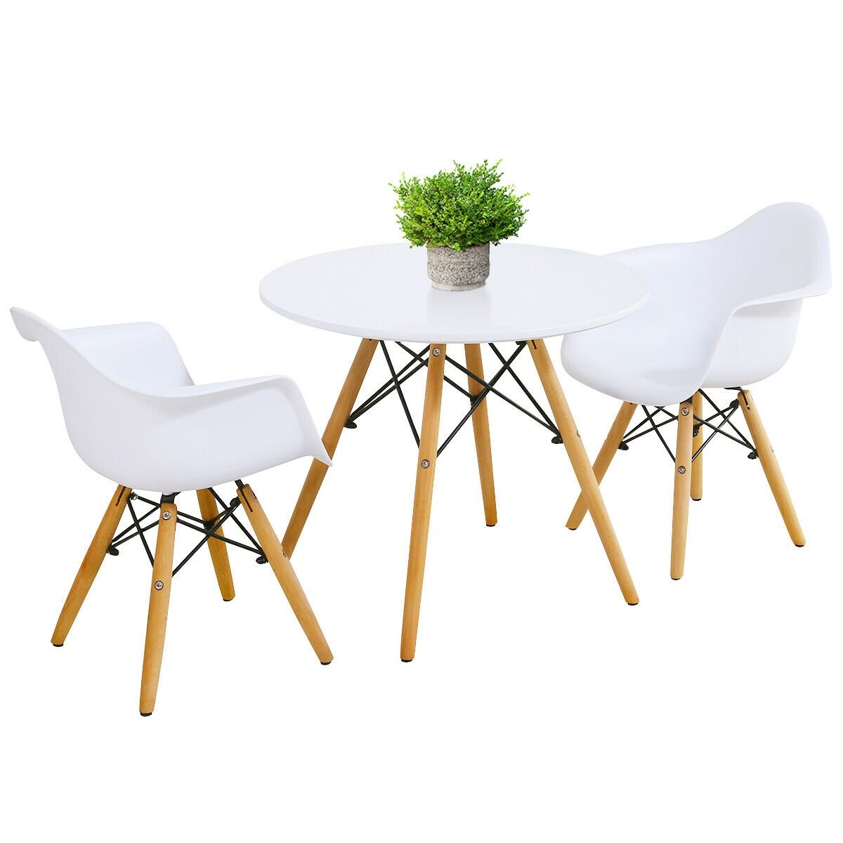 3 Pieces Kid's Modern Round Table Chair Set, White Kids Table & Chair Sets   at Gallery Canada