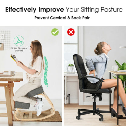 Ergonomic Kneeling Chair Rocking Office Desk Stool Upright Posture, Gray Kneeling Chiars   at Gallery Canada