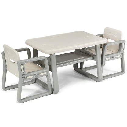 Kids Table and 2 Chairs Set with Storage Shelf, White Kids Chairs & Seating   at Gallery Canada