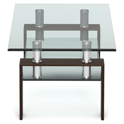Rectangle Glass Coffee Table with Metal Legs for Living Room, Brown - Gallery Canada
