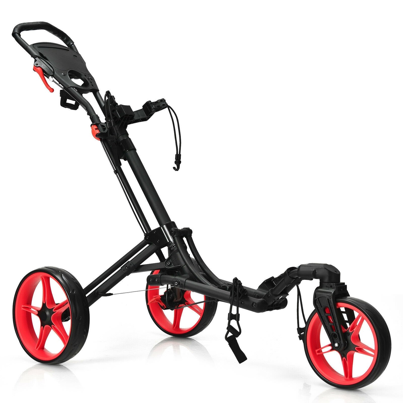 Folding Golf Push Cart with Scoreboard Adjustable Handle Swivel Wheel, Red Golf   at Gallery Canada