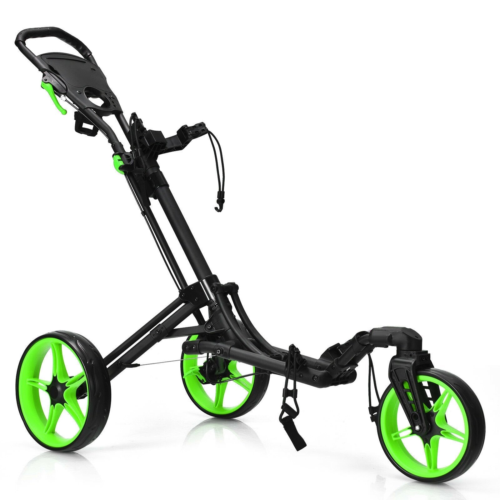 Folding Golf Push Cart with Scoreboard Adjustable Handle Swivel Wheel, Green Golf   at Gallery Canada