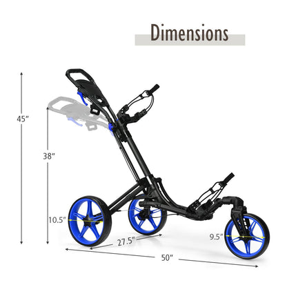 Folding Golf Push Cart with Scoreboard Adjustable Handle Swivel Wheel, Blue Golf   at Gallery Canada