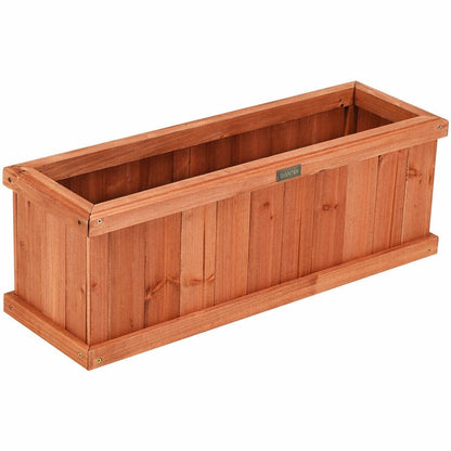 Wooden Decorative Planter Box for Garden Yard and Window , Brown Raised Garden Beds   at Gallery Canada