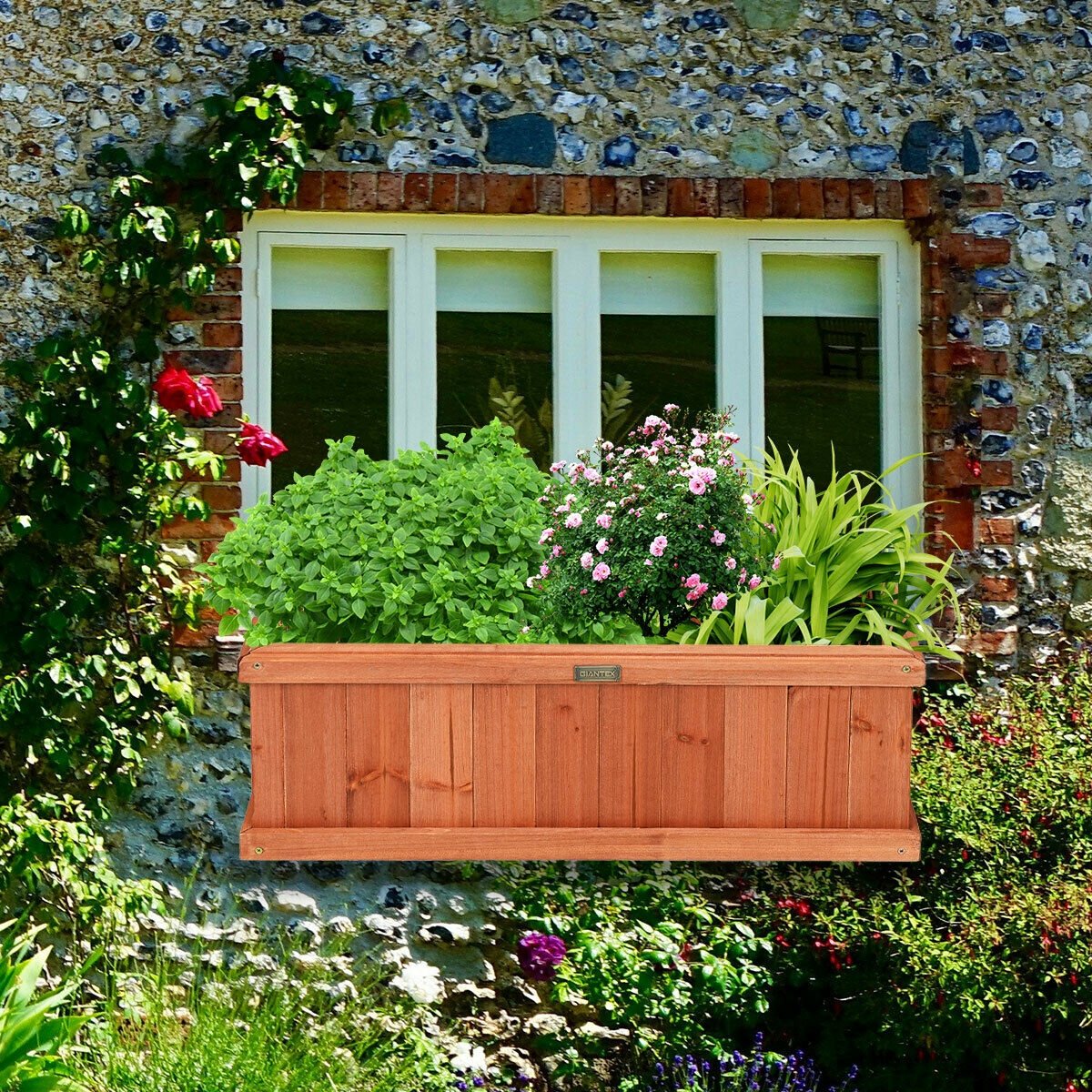 Wooden Decorative Planter Box for Garden Yard and Window , Brown Raised Garden Beds   at Gallery Canada