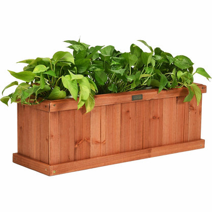 Wooden Decorative Planter Box for Garden Yard and Window , Brown Raised Garden Beds   at Gallery Canada