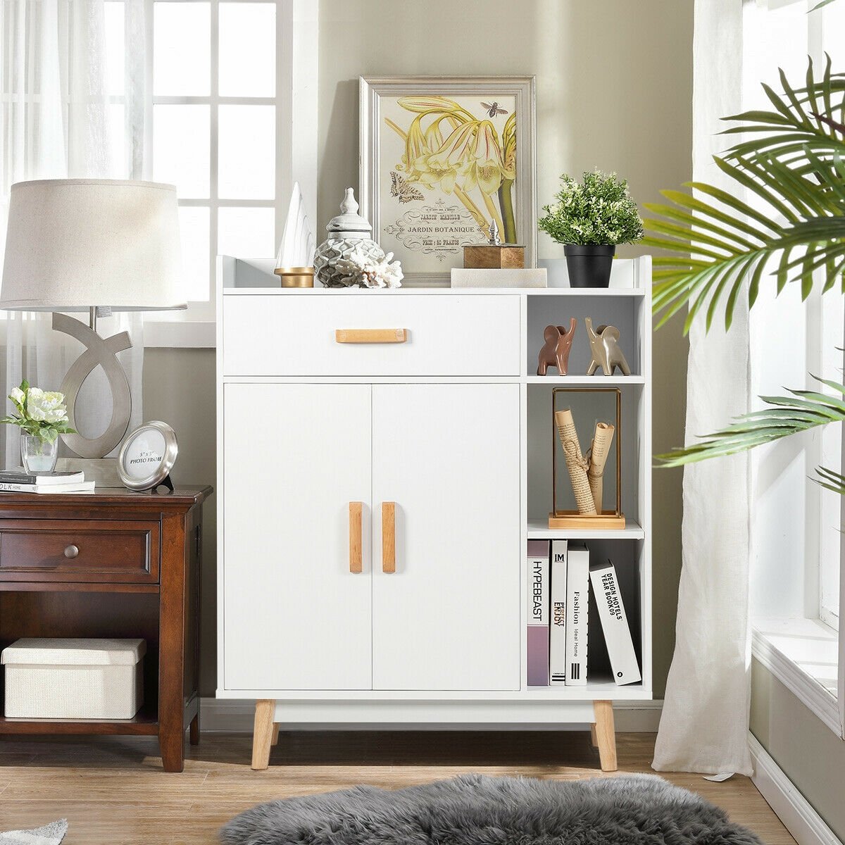 Floor Storage Cabinet Free Standing Cupboard Chest, White Cabinets & Chests   at Gallery Canada