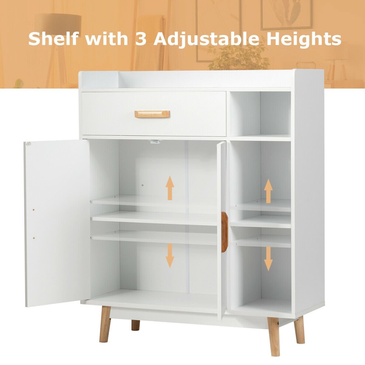 Floor Storage Cabinet Free Standing Cupboard Chest, White Cabinets & Chests   at Gallery Canada