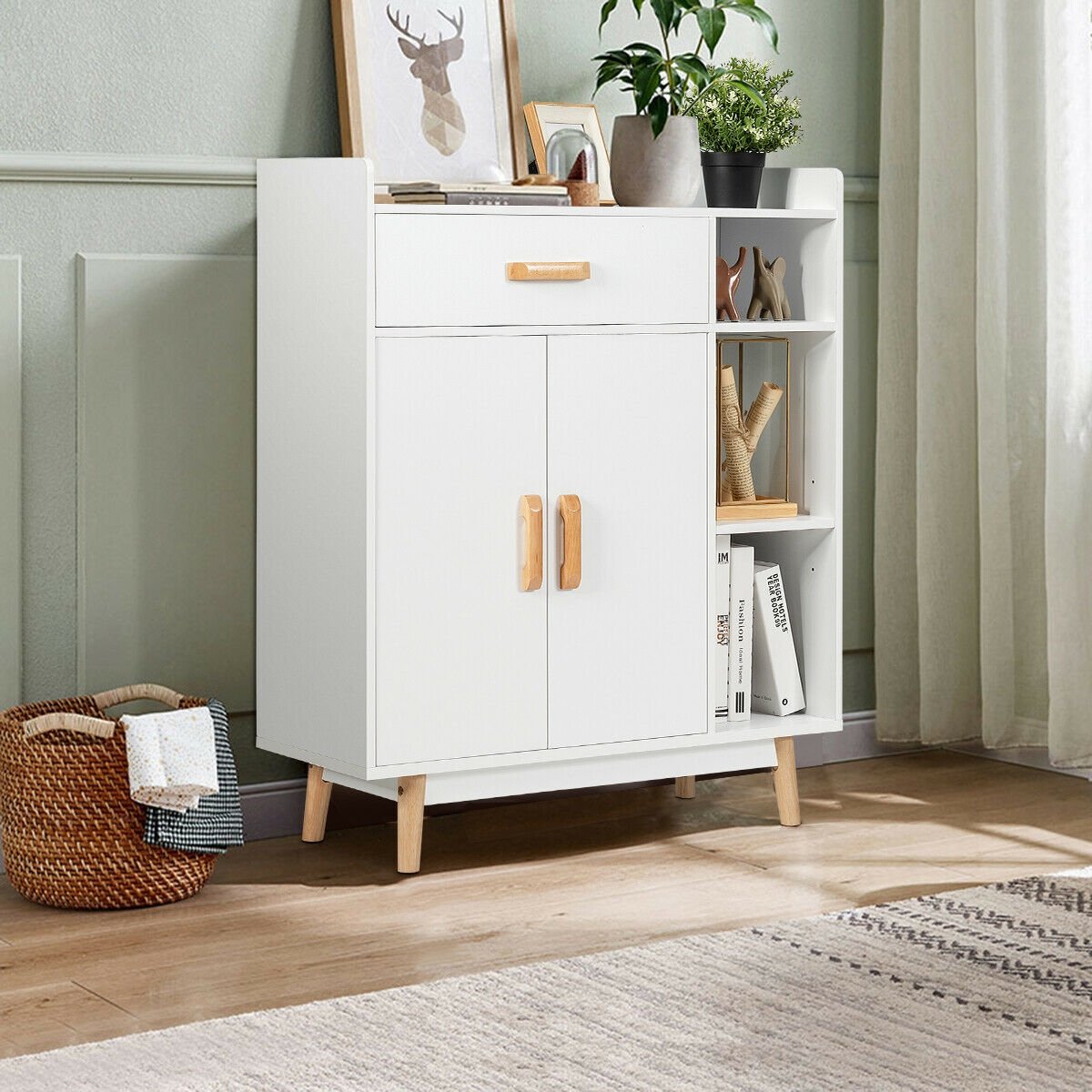 Floor Storage Cabinet Free Standing Cupboard Chest, White Cabinets & Chests   at Gallery Canada