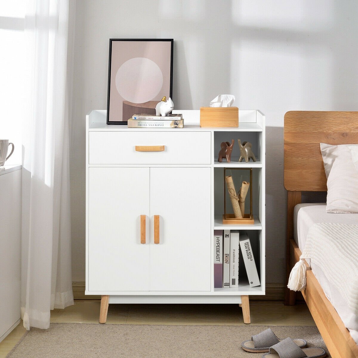 Floor Storage Cabinet Free Standing Cupboard Chest, White Cabinets & Chests   at Gallery Canada