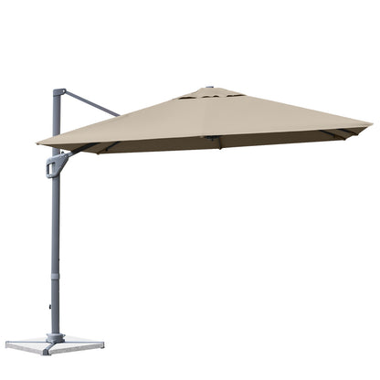 10 x 10 Feet Patio Offset Cantilever Umbrella with Aluminum 360-degree Rotation Tilt, Coffee Outdoor Umbrellas Coffee  at Gallery Canada