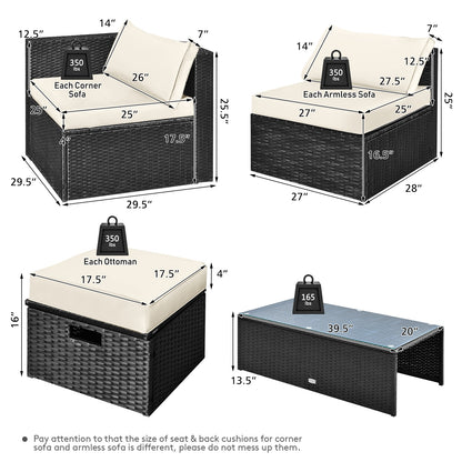 8 Pieces Patio Rattan Storage Table Furniture Set, Off White Outdoor Sectionals   at Gallery Canada