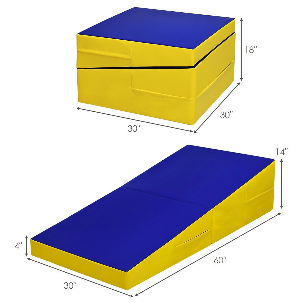 Folding Incline Mat Slope Cheese Gymnastics Gym Exercise Yellow, Yellow Yoga & Gym Mats   at Gallery Canada