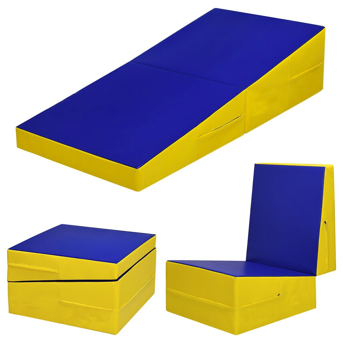 Folding Incline Mat Slope Cheese Gymnastics Gym Exercise Yellow, Yellow Yoga & Gym Mats   at Gallery Canada