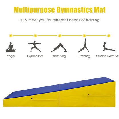 Folding Incline Mat Slope Cheese Gymnastics Gym Exercise Yellow, Yellow Yoga & Gym Mats   at Gallery Canada