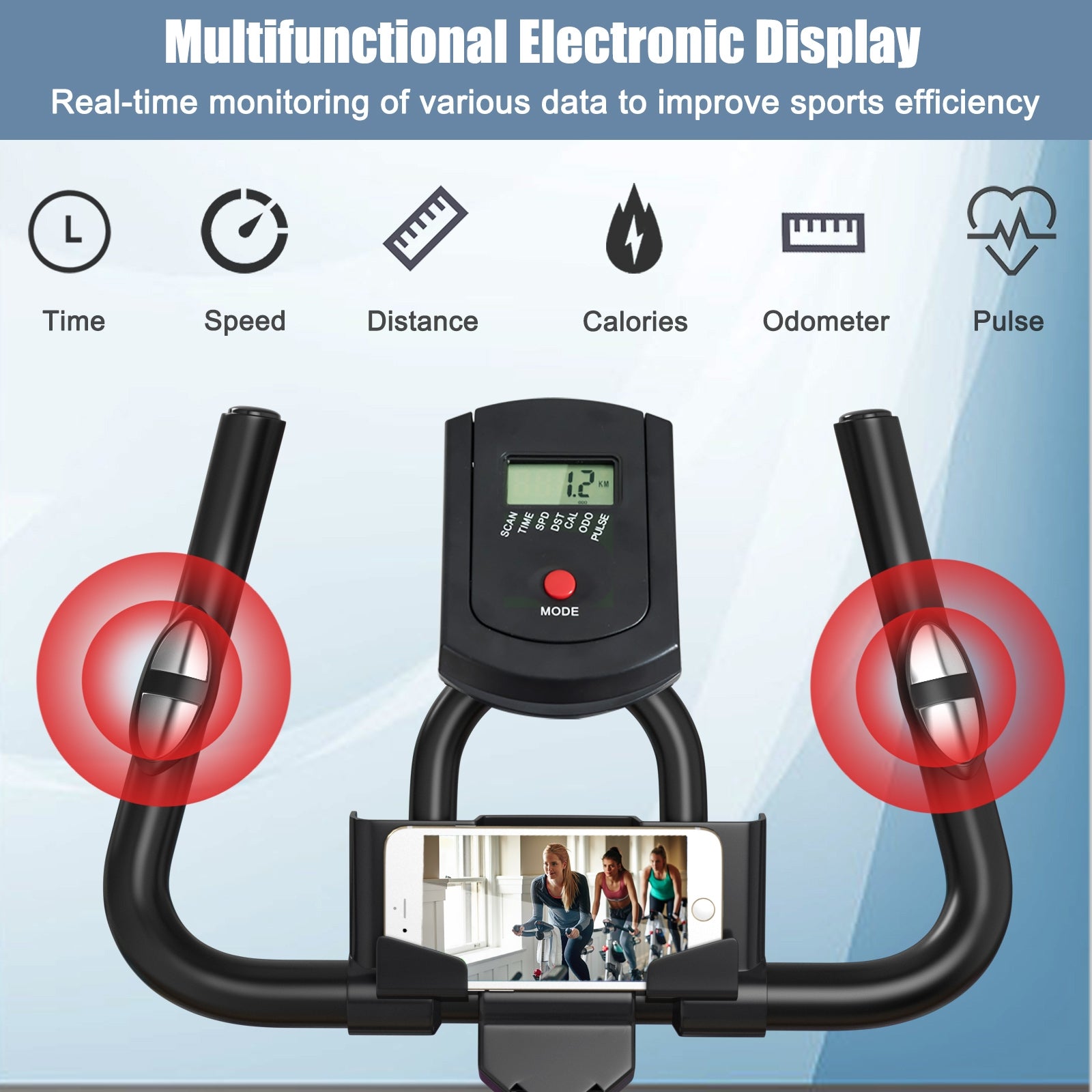 Indoor Silent Belt Drive Adjustable Resistance Cycling Stationary Bike, Blue Exercise Bikes at Gallery Canada