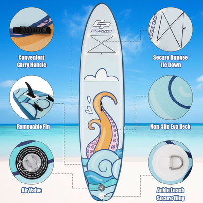 11 ft Inflatable Stand Up Paddle Board Surfboard with Aluminum Paddle Pump-11 ft, Multicolor Surfing at Gallery Canada