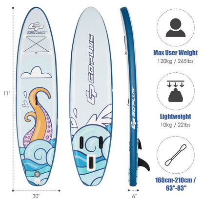 11 ft Inflatable Stand Up Paddle Board Surfboard with Aluminum Paddle Pump-11 ft, Multicolor Surfing at Gallery Canada