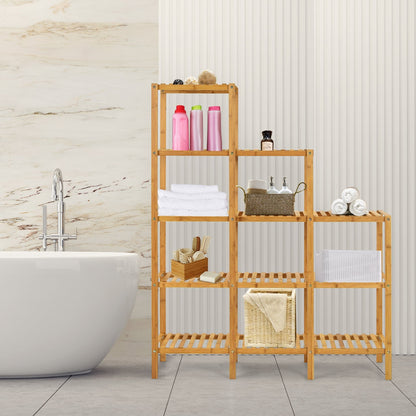 Multifunctional Bamboo Shelf Display Organizer, Natural Plant Stands   at Gallery Canada