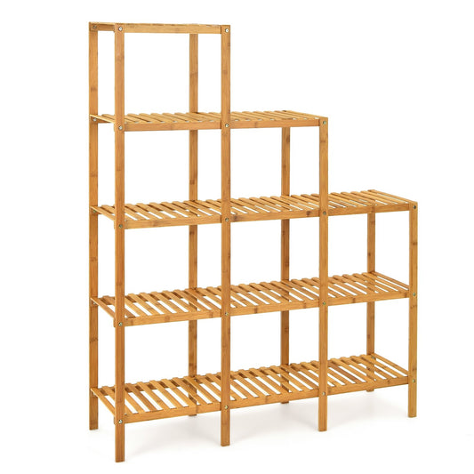 Multifunctional Bamboo Shelf Display Organizer, Natural Plant Stands   at Gallery Canada