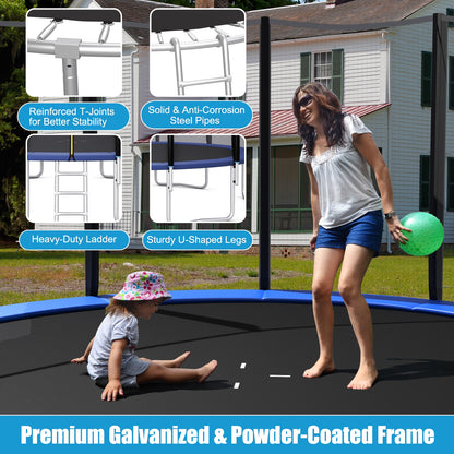 8/10/12/14/15/16 Feet Outdoor Trampoline Bounce Combo with Safety Closure Net Ladder-14 ft, Blue Trampolines   at Gallery Canada