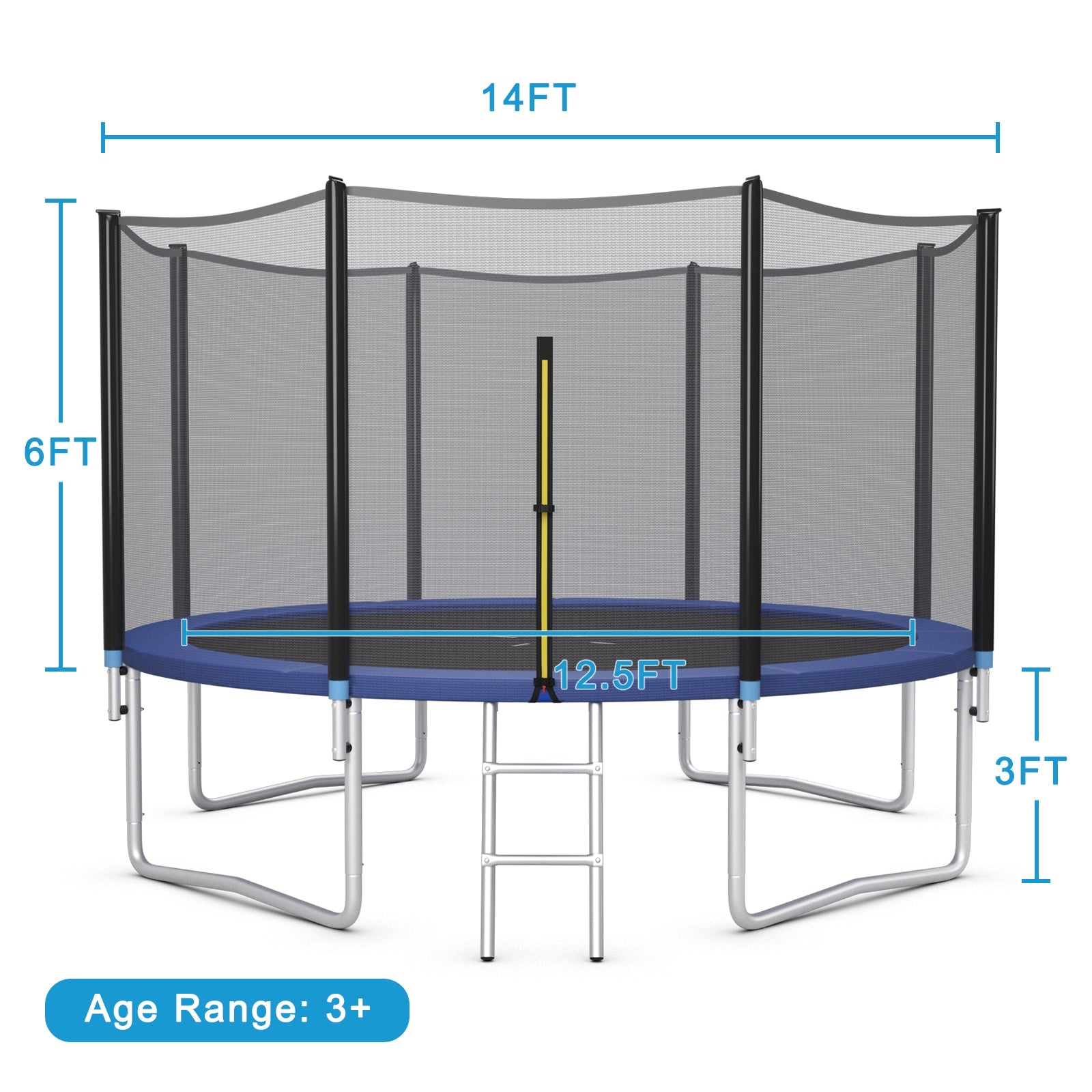 8/10/12/14/15/16 Feet Outdoor Trampoline Bounce Combo with Safety Closure Net Ladder-14 ft, Blue Trampolines   at Gallery Canada