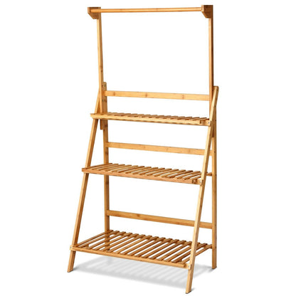 3 Tiers Bamboo Hanging Folding Plant Shelf Stand, Natural - Gallery Canada