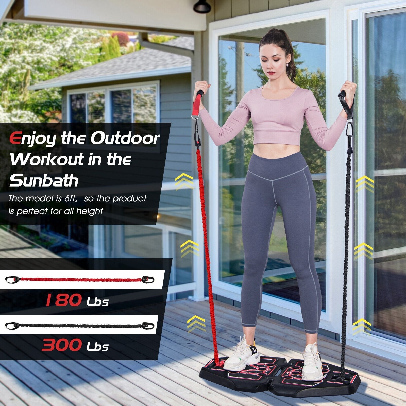 All-in-one Portable Pushup Board with Bag, Black & Red Weights Accessories   at Gallery Canada