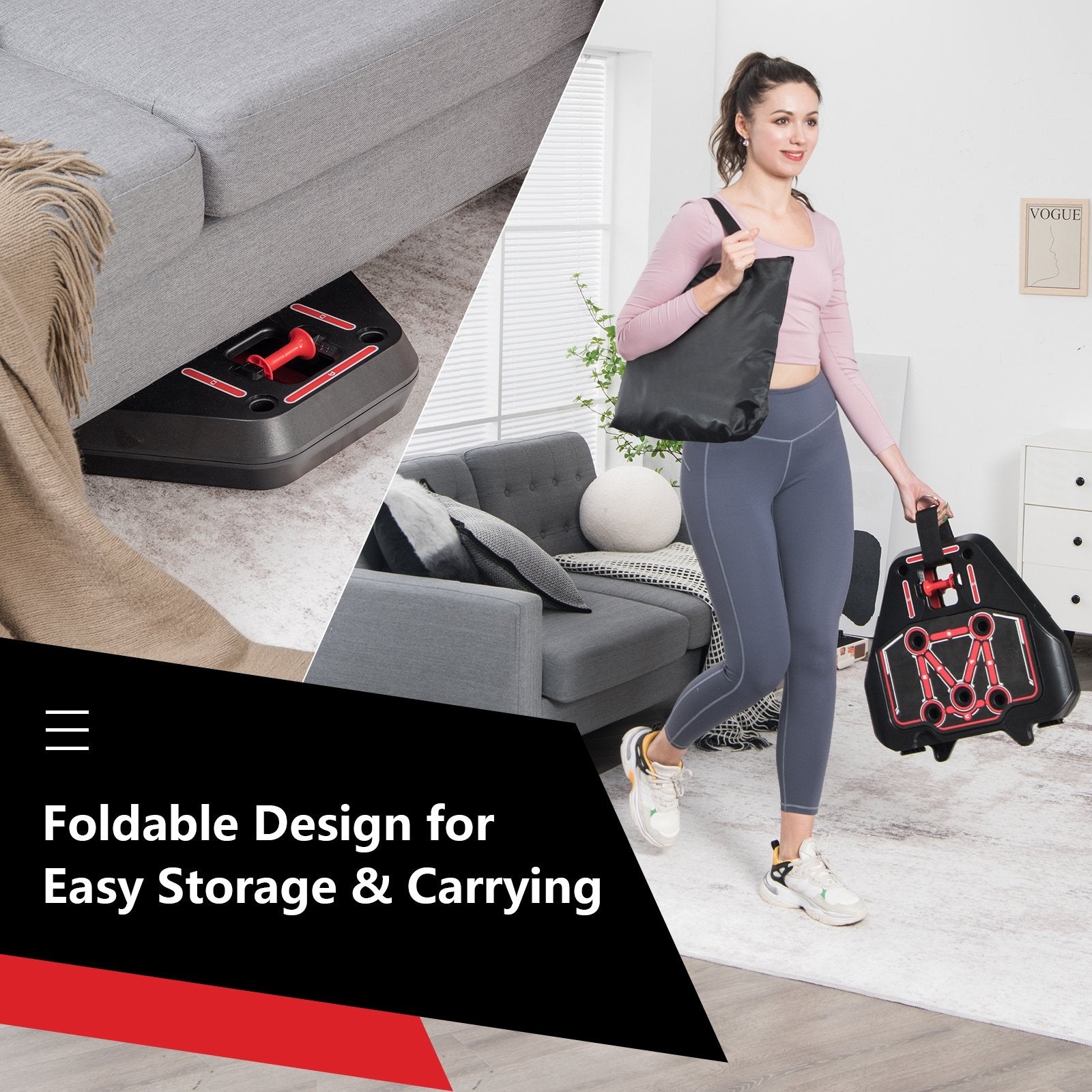 All-in-one Portable Pushup Board with Bag, Black & Red Weights Accessories   at Gallery Canada