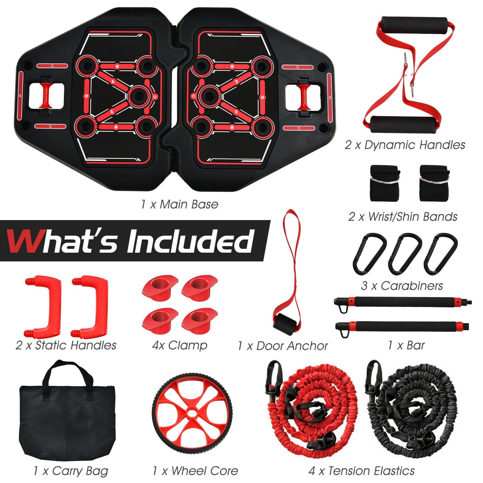 All-in-one Portable Pushup Board with Bag, Black & Red Weights Accessories   at Gallery Canada