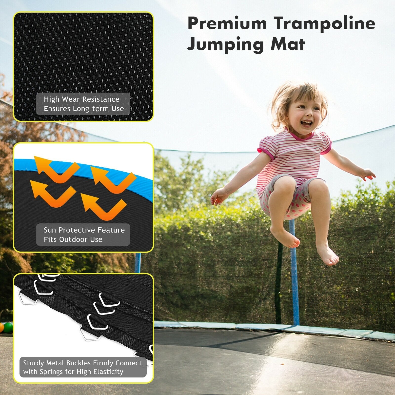 High-Elastic PP Replacement Jumping Mat-14 ft, Black Trampoline Accessories   at Gallery Canada