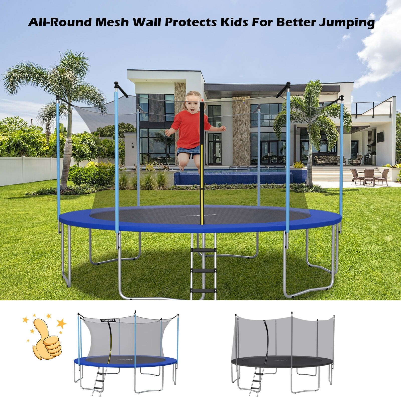 Replacement Weather-Resistant Trampoline Safety Enclosure Net-15 ft, Black Trampoline Accessories   at Gallery Canada