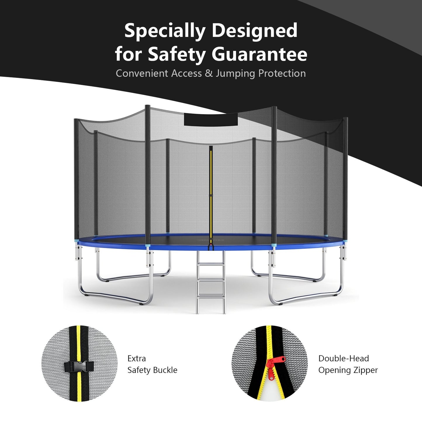 Trampoline Safety Replacement Protection Enclosure Net-10 ft, Black Trampoline Accessories   at Gallery Canada