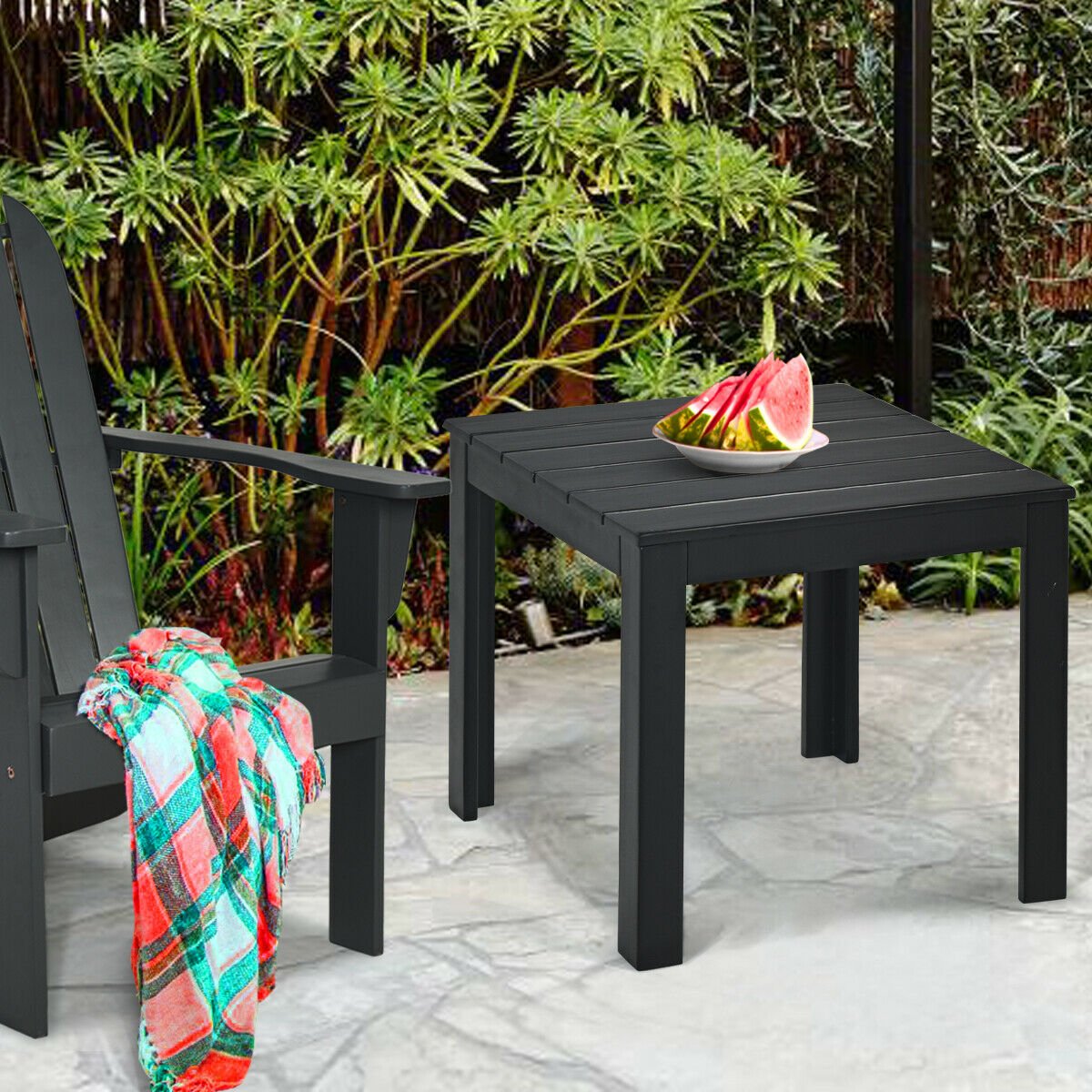 Wooden Square Patio Coffee Bistro Table, Black Patio Coffee Tables   at Gallery Canada