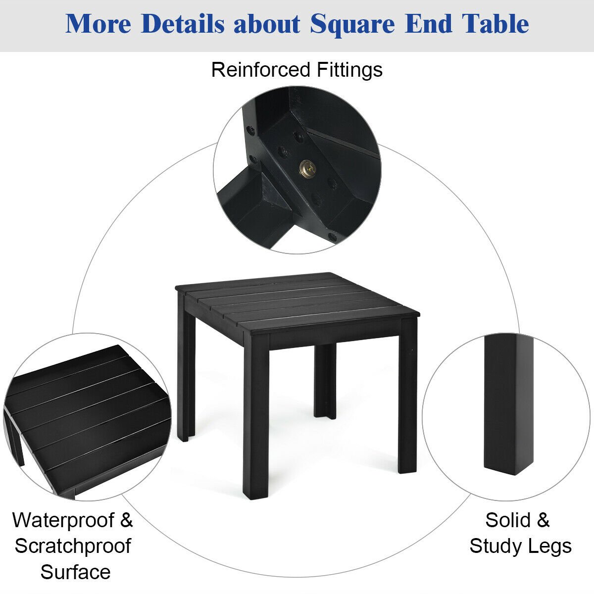 Wooden Square Patio Coffee Bistro Table, Black Patio Coffee Tables   at Gallery Canada