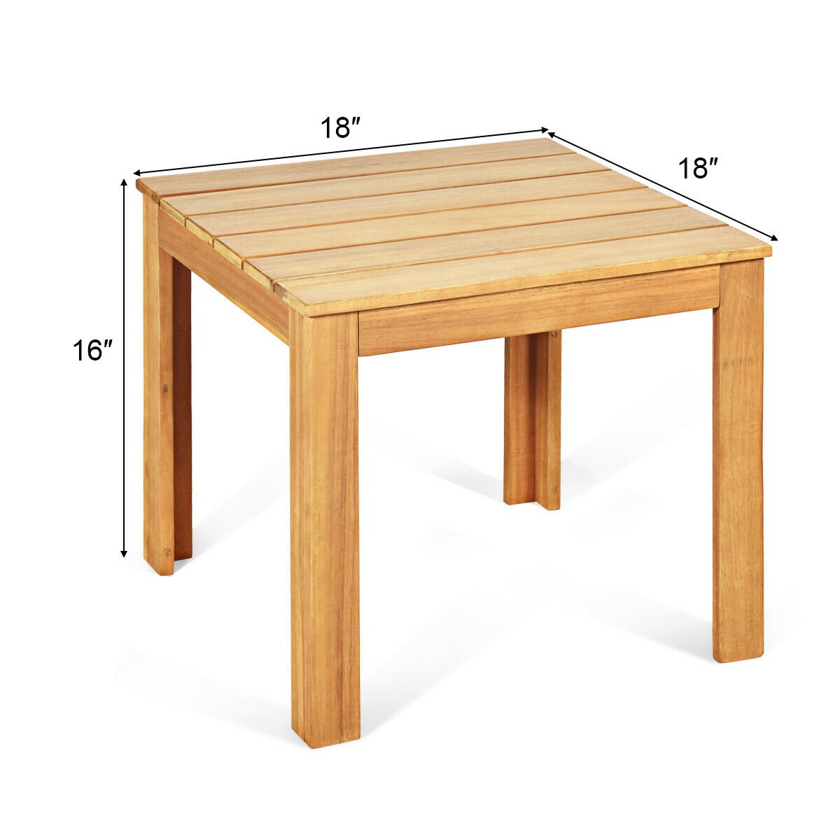 Wooden Square Patio Coffee Bistro Table, Natural Patio Coffee Tables   at Gallery Canada