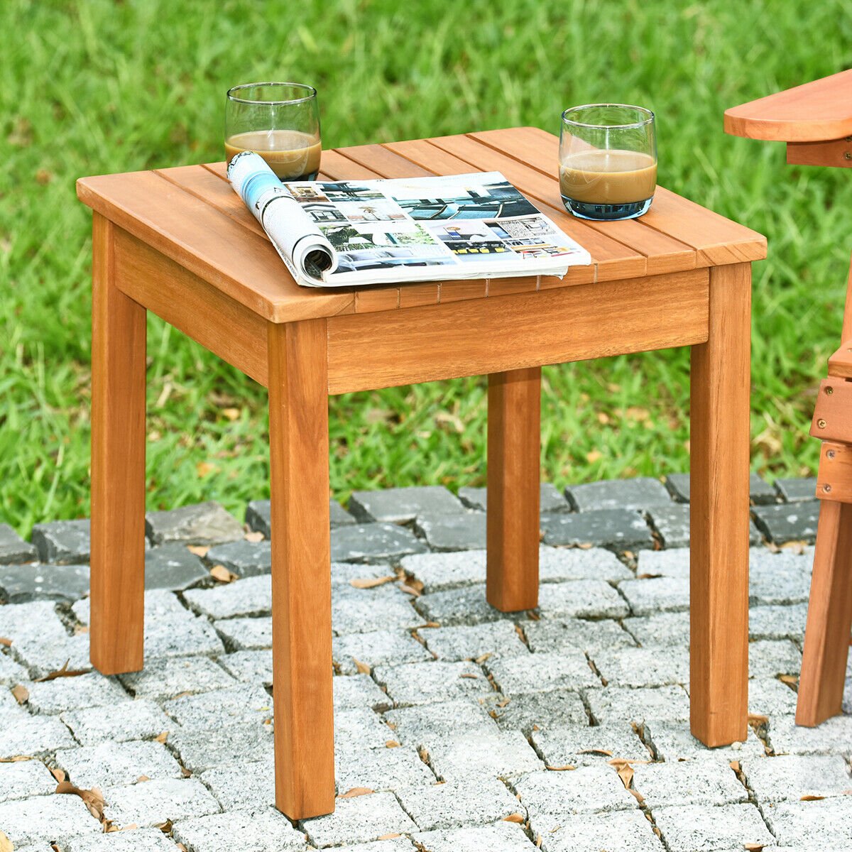 Wooden Square Patio Coffee Bistro Table, Natural Patio Coffee Tables   at Gallery Canada