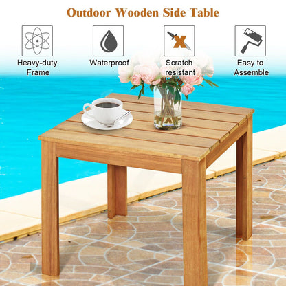 Wooden Square Patio Coffee Bistro Table, Natural Patio Coffee Tables   at Gallery Canada